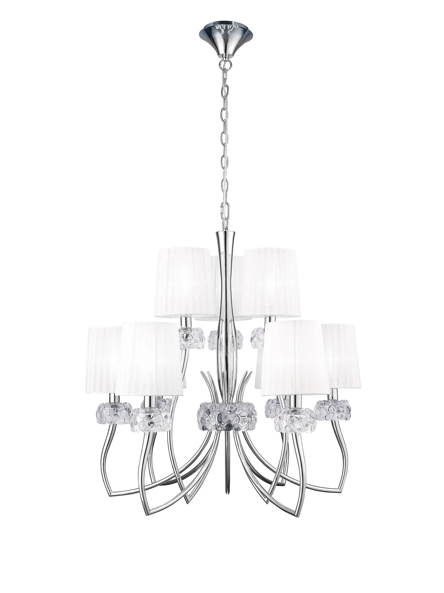 M4630  Loewe 2 Tier Pendant 9 Light Polished Chrome